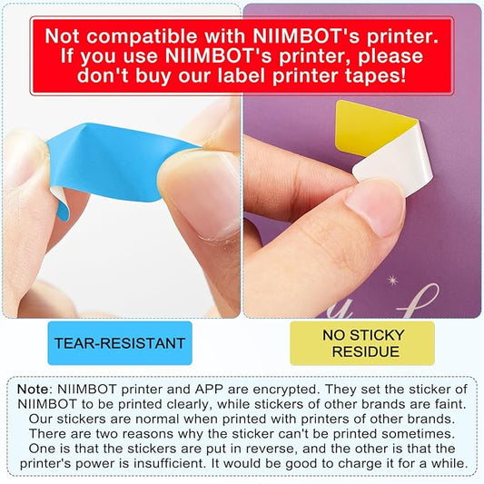 1600 Pcs Label Tapes 12 x 40 mm Laminated Stickers Replacement Compatible with D30 Portable Thermal Label Paper Printer Tapes Refill for Office 160 Pcs/roll(Soft Color)