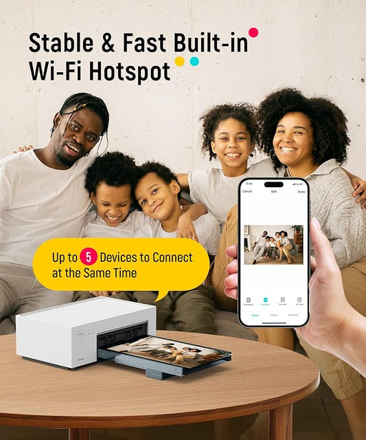Liene M100 4x6'' Photo Printer, Wi-Fi Picture Printer, 20 Sheets, Full-Color Photo, Instant Phone Printer for iPhone, Android, Smartphone, Thermal Dye Sublimation, Portable Photo Printer for Home Use
