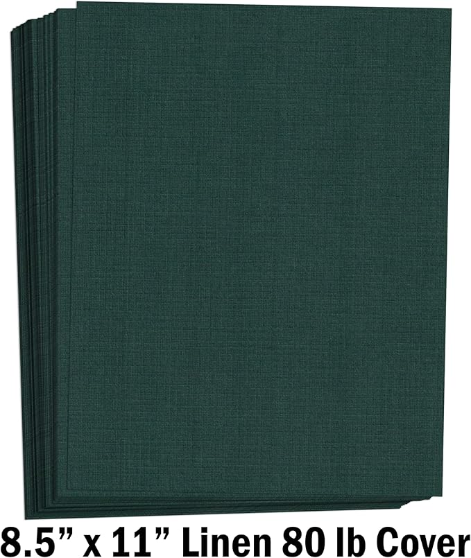 Hamilco Colored Cardstock Scrapbook Paper 8.5x11 Linen Textured Color Card Stock Paper Sacramento Green 80 lb Cover 50 Pack