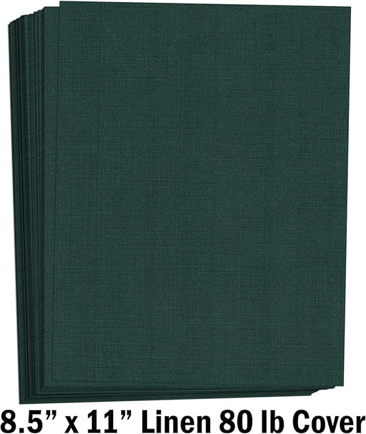 Hamilco Colored Cardstock Scrapbook Paper 8.5x11 Linen Textured Color Card Stock Paper Sacramento Green 80 lb Cover 50 Pack