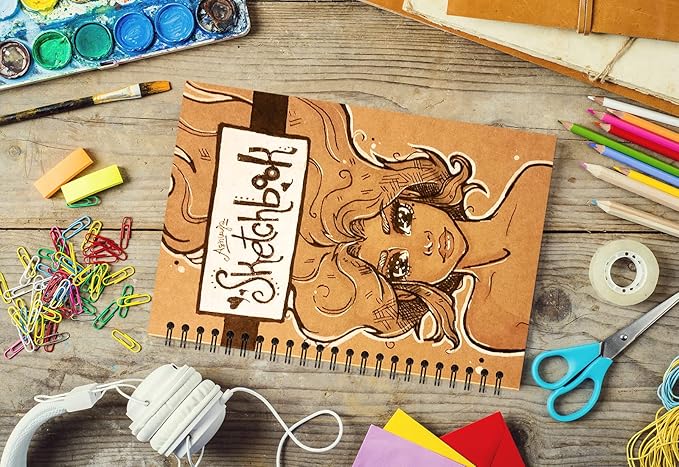 6 Pcs A5 Spiral Notebooks Journal with Kraft Cover, 5x8 Inches, Ruled Lined Paper, for Work, Sketches, Study, Notes Taking, Gifts, Brown (6 PCS(Lined))