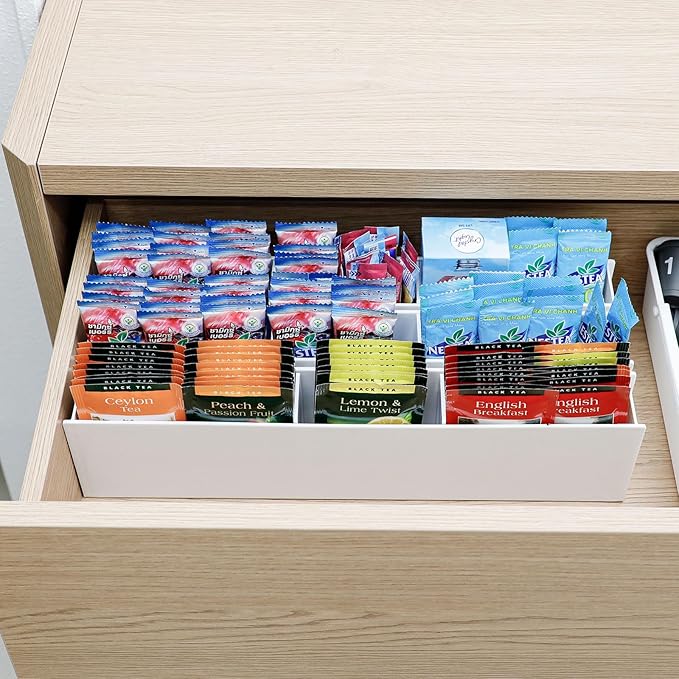 4 Pack Adhesive Storage Organizer for Wall and Cabinet, Plastic Holder for Kitchen, Pantry, Home Office Supplies, Marker Pen, Remote Control, Locker and Bathroom Accessories, White