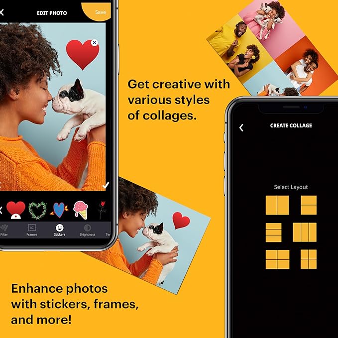 KODAK Step Slim Instant Mobile Photo Printer - Kit: 20 Pack Zink Paper, Case, Photo Album, Markers, Sticker Sets