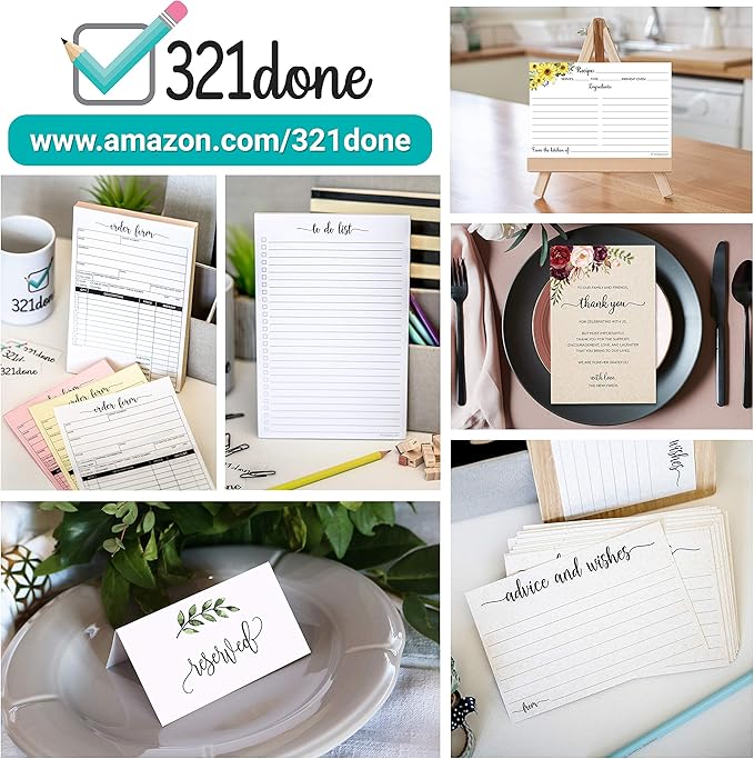 321Done Magnetic Shopping List Notepad 2-Pack - 3.7 x 8.5 (1/3 Sheet Slim Size) Made in USA - College Ruled - Minimalist Handheld Grocery List, Store, Market - Pad for Planning, Organizing, Meal Prep