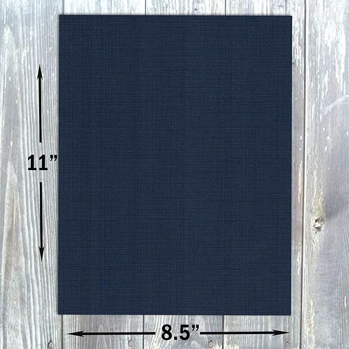 Hamilco Colored Cardstock Scrapbook Paper 8.5x11 Linen Textured Color Card Stock Paper Denim Blue 80 lb Cover 50 Pack