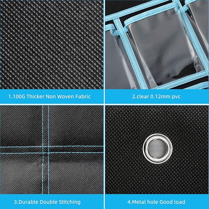 KEEPJOY Classroom Pocket Chart Organizer,Cell Phones Calculator Holder for Classroom with 30 Clear Pockets and Number Sticker Size 33.5x 24.5 Inch (2pack-black)