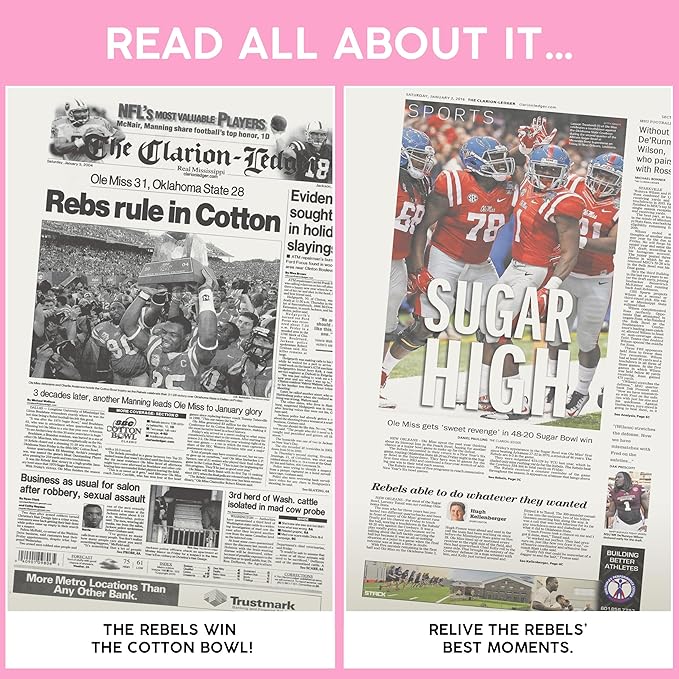 Signature gifts Personalized College Football Newspaper History Book, A3 Large Deluxe Hardcover - College Football Fan, Alumni, Students Keepsake Gift