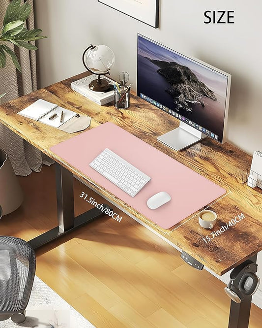 Desk Pad Mat - Leather Desk Pad Protector for Office and Home - Desk Organization and Accessories - Ideal for Large Mouse Pad and Desk Mats on Top of Desks(Pink,31.5" x 15.7")