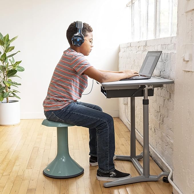 ECR4Kids 3S Mobile Desk, Sit Stand and Store, Adjustable, Open Front Desk