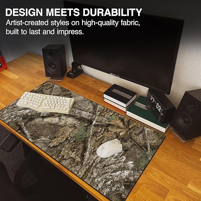 MPCO. Real Tree Large Gaming Desk Pad - 36" x 17" Duraglyde Fabric APX – Without Logo Desk Mats - Non-Slip, Washable, Smooth Glide for Precision Gaming & Work