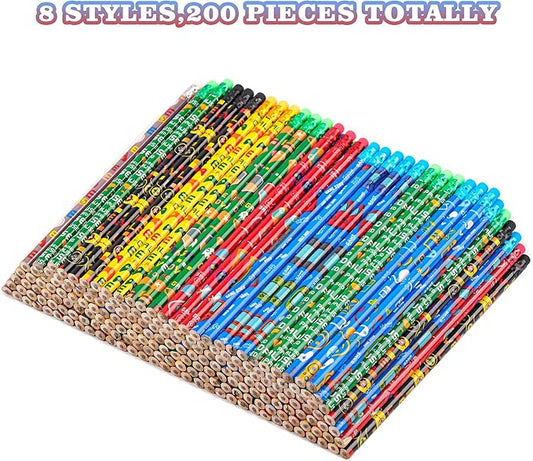 Kolewo4ever 200 Pieces Video Game Pencils Assortment Cylinder Wood Pencils with Various Game Pattern Icons for Party Favors Birthday Party Supplies