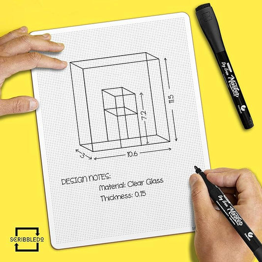 Scribbledo 36 Pack Dry Erase Markers Black Fine Tip Whiteboard Markers with Eraser Cap Thin Low Odor Skinny White Board Markers for Kids Adults Students Teachers Home School & Office