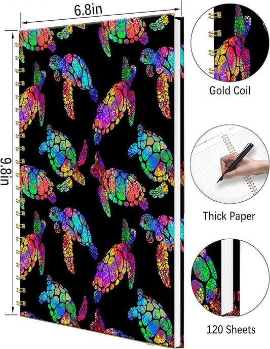 iampanda Spiral Journal Notebook,Strong Twin-Wire Binding with Premium Paper for Women,60 Sheets B5 College Ruled Notebook/Journal,Perfect for School Office Work,Watercolor Sea Turtle