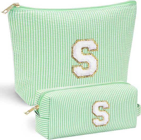 YOOLIFE Cute Makeup Bag for Girls Women Cosmetic Bags for Girls | Initial Make Up Bag | Personalized Gifts for Women Her | Bridal Shower Gifts | Christmas Gifts for Girls | Tween Girls Trendy Stuff S