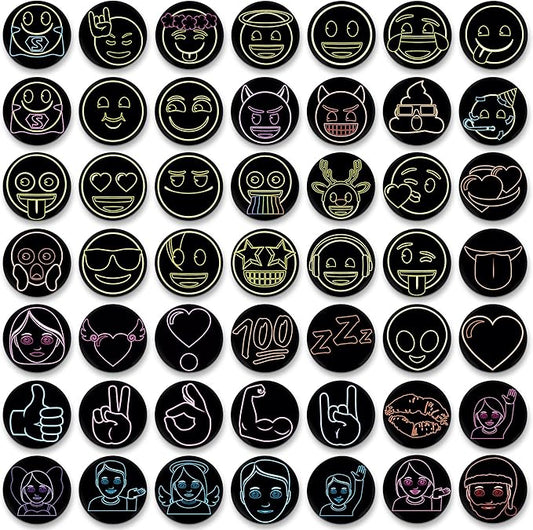 MORCART 54Pcs Emoji Refrigerator Magnets Fridge Magnets for Locker Whiteboard - Neon Magnets Funny Magnets for School Home Kitchen Office Gift for Family and Friend EM-026