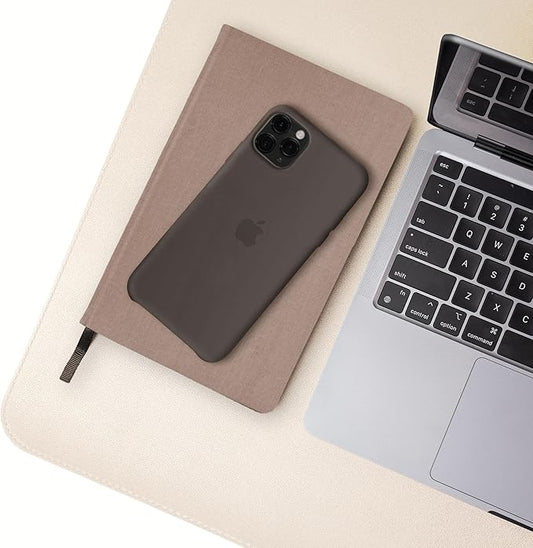 Vine Creations Leather Desk Mat Large 36" x 20", Desk Protector Mat, PU Leather Desk Pad, Non-Slip Large Mouse Pad, Desk Blotter, Desk Pads on Top of Desks, Home Office Desk Matt for Desktop (Beige)