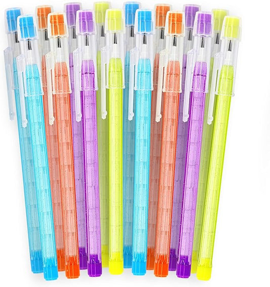 Emraw No 2 HB Pencils Multipoint Non-Sharpening Stackable Pencil with Matching Eraser (Pack of 16) - for Kids, Students, Teachers, Office