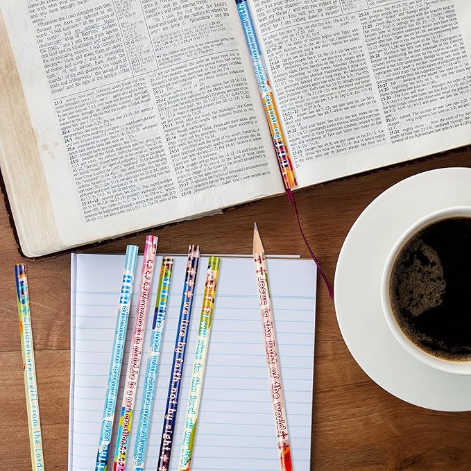 200 Pieces Bible Verses Pencils Inspirational Scripture Pencils with Hollow Cross Christian Pencils for Religious Scripture Church Supplies for School Student Teacher