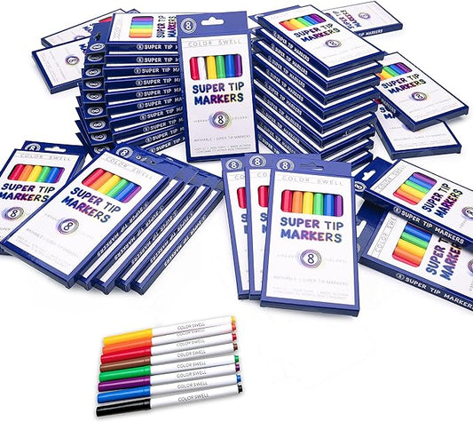 Color Swell Washable Bulk Markers Pack 36 Boxes of 8 Vibrant Colors Each (288 Total Super Tip Markers) for All Ages, Parties, Classrooms, Home