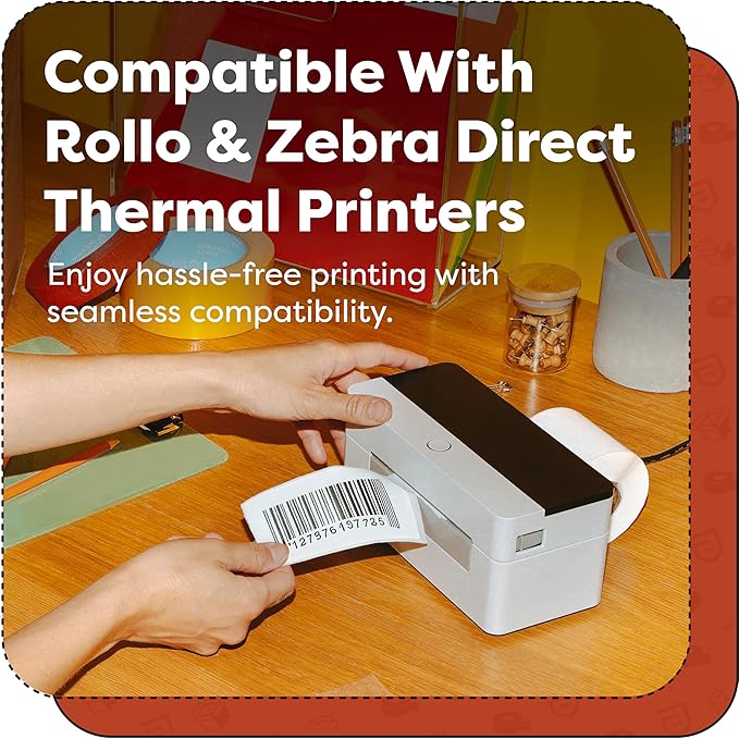 Aegis Adhesives - 3" X 3" Square Direct Thermal Labels Compatible with Rollo, Zebra, and Other Desktop Label Printers (10 Rolls, 500/Roll)