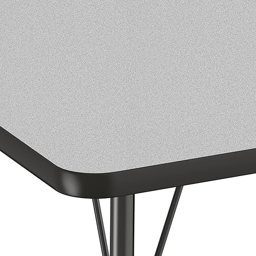 FDP Rectangle Activity School and Office Table (24 x 72 inch), Standard Legs with Ball Glides, Adjustable Height 19-30 inches - Gray Top and Black Edge