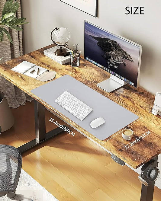 Desk Pad Mat - Leather Desk Pad Protector for Office and Home - Desk Organization and Accessories - Ideal for Large Mouse Pad and Desk Mats on Top of Desks(Light Grey,35.4" x 17")