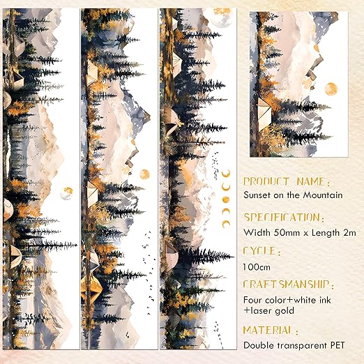 PET Tape for Journal Scrapbooking - Scenery Sunset Journal PET Tape Scrapbook Supplies, Notebook Scrapbook Bottle Crafts Décor