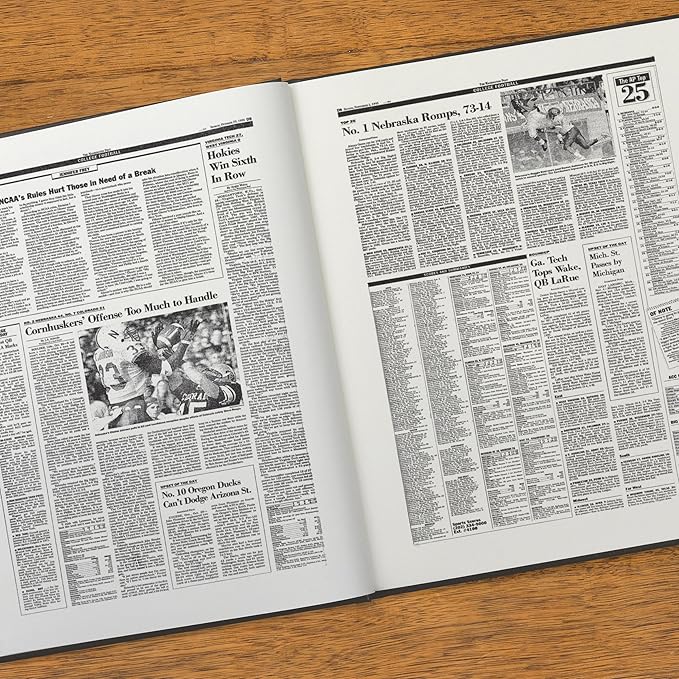 Signature gifts Personalized College Football Newspaper History Book, A3 Large Deluxe Hardcover - College Football Fan, Alumni, Students Keepsake Gift