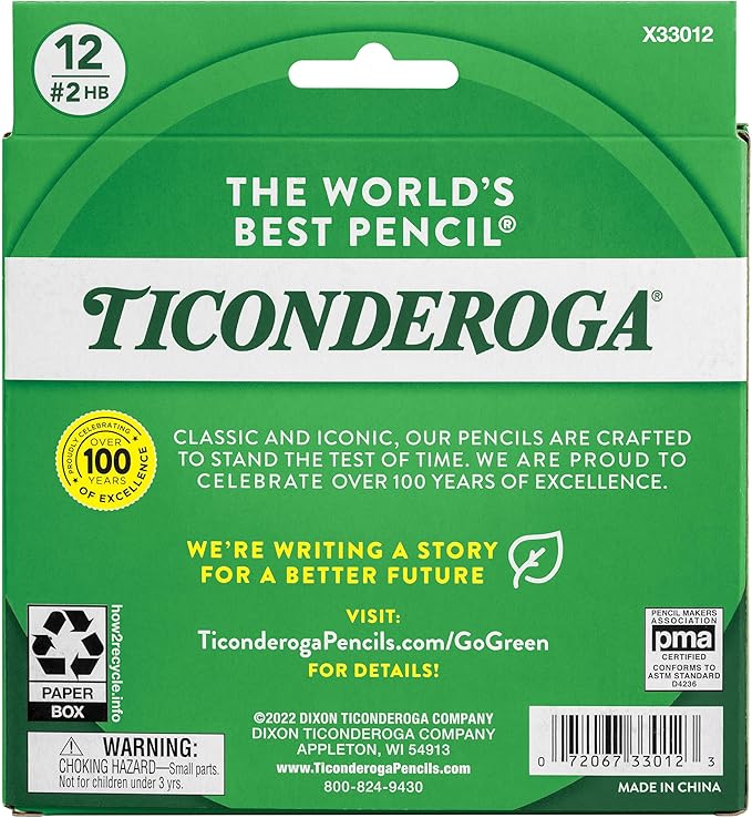 Ticonderoga My First Short Triangular Wood-Cased Pencils, #2 HB Soft, With Erasers, Yellow, 12 Count