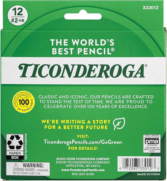 Ticonderoga My First Short Triangular Wood-Cased Pencils, #2 HB Soft, With Erasers, Yellow, 12 Count