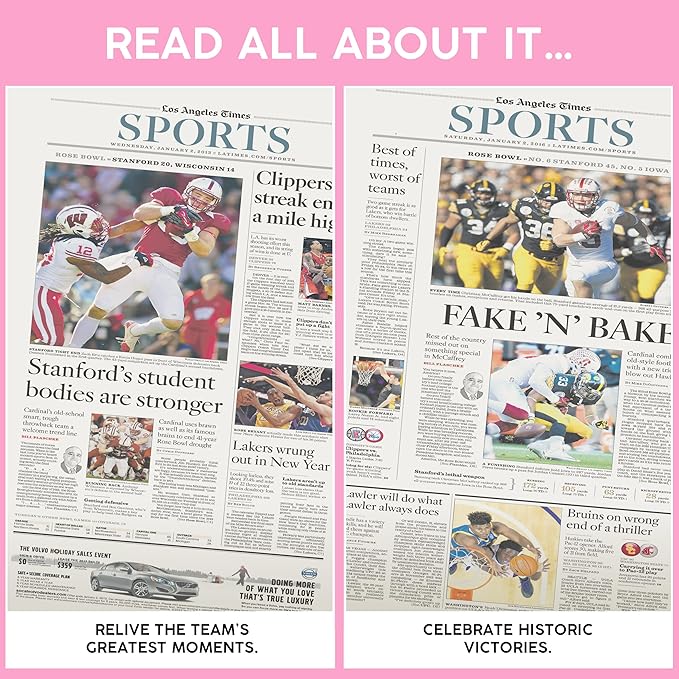 Signature gifts Personalized College Football Newspaper History Book, A3 Large Deluxe Hardcover - College Football Fan, Alumni, Students Keepsake Gift