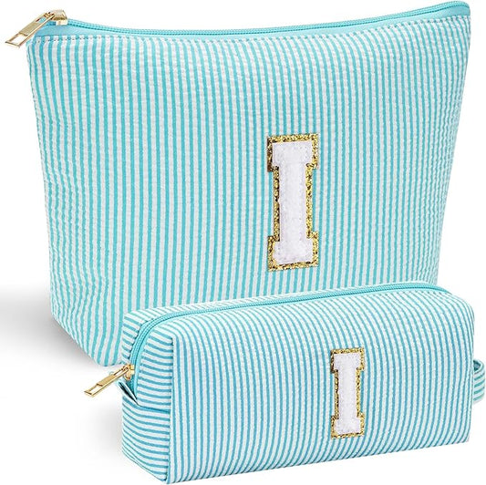 YOOLIFE Birthday Gifts for Women Mom - Christmas Gifts Idea for Her Mom Teacher | Personalized Cute Initial Makeup Bag Pouch for Women Friends Female Girlfriend Wife | Cosmetic Travel Toiletry Bag I