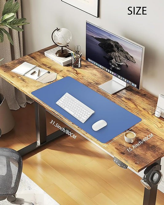 Desk Pad Mat - Leather Desk Pad Protector for Office and Home - Desk Organization and Accessories - Ideal for Large Mouse Pad and Desk Mats on Top of Desks(Grey Blue,31.5" x 15.7")