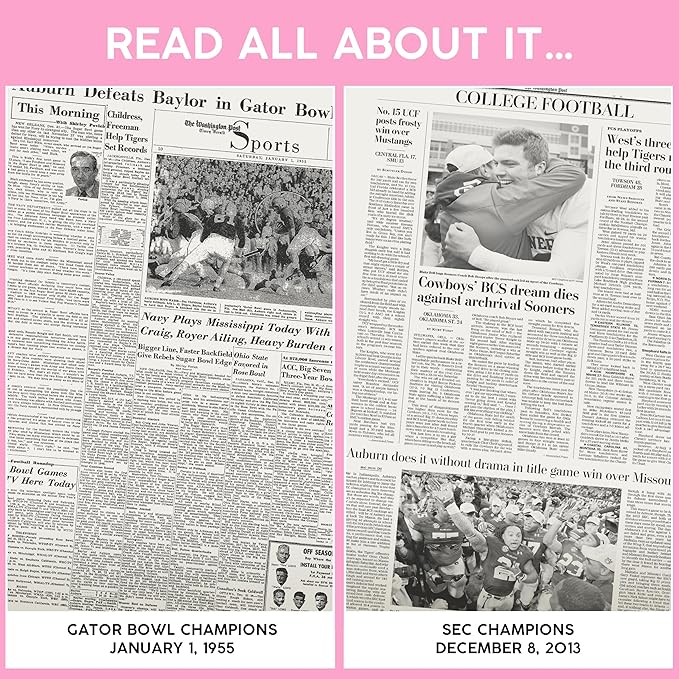 Signature gifts Personalized College Football Newspaper History Book, A3 Large Deluxe Hardcover - College Football Fan, Alumni, Students Keepsake Gift
