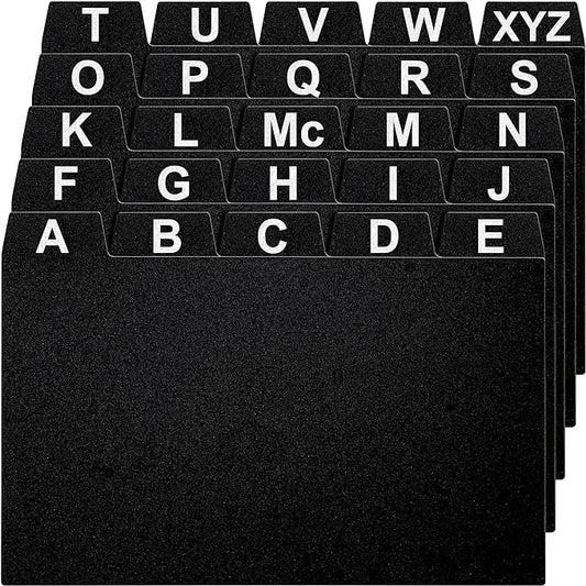 25 Black Index Card Dividers 3x5" - Large Index Cards for Index Card Box, Index Card Organizer, Index Cards Holder - Alphabetical File Dividers, Recipe and Card Guides, Greeting Cards